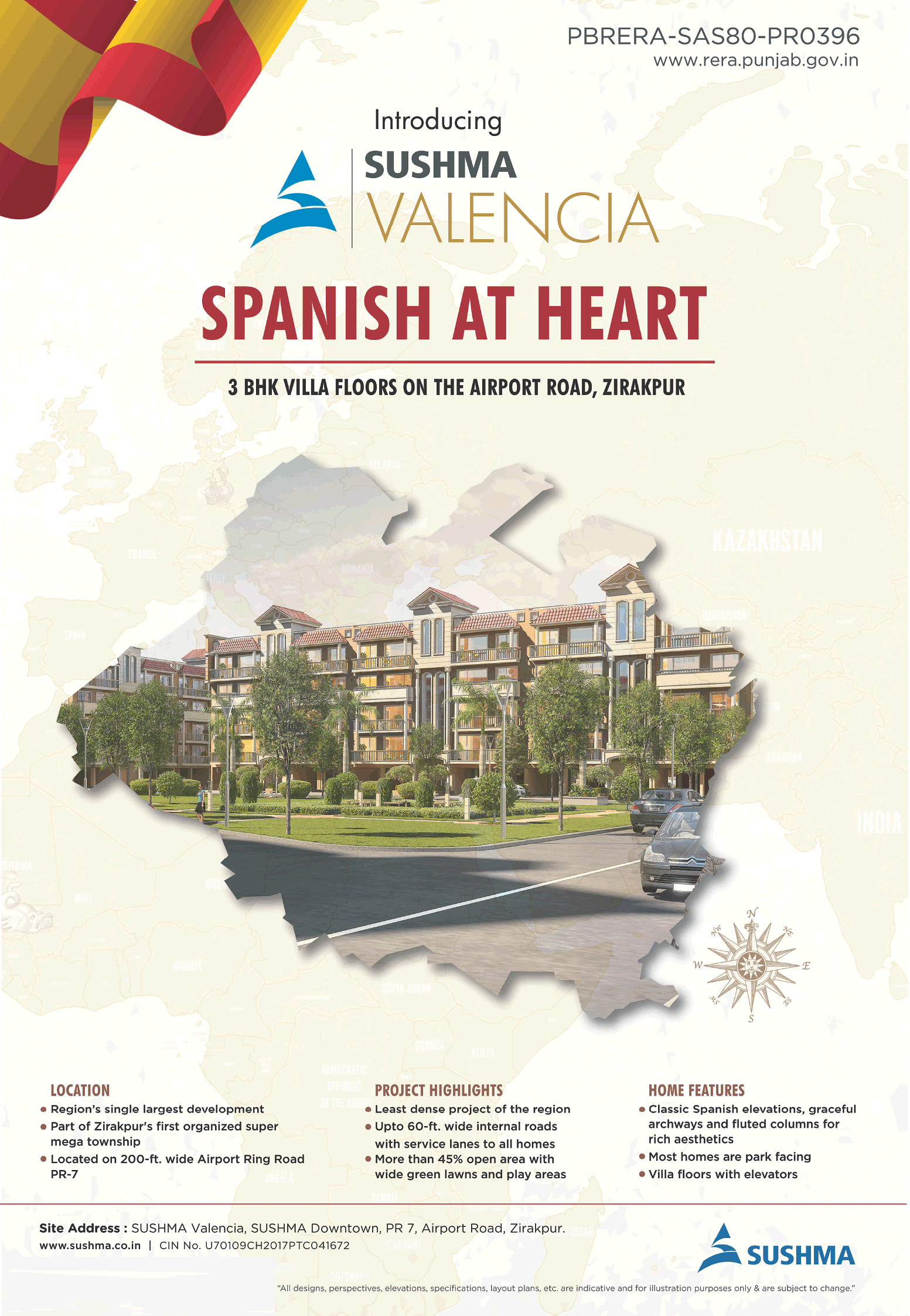 Book 3 bhk villa floors at Sushma Valencia in Chandigarh